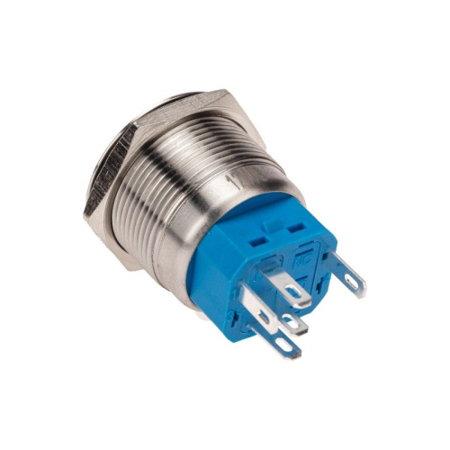 картинка Кнопка антивандальная Ø22 12В(LED) Б/Фикс (5с) OFF-(ON) / ON-(OFF) подсв/синяя REXANT от магазина Сантехстрой