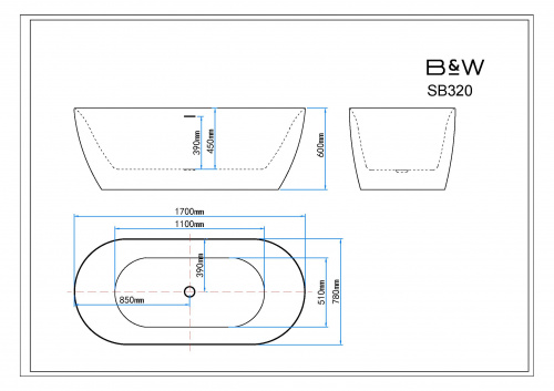 картинка Акриловая ванна Black&White SB320 от магазина Сантехстрой
