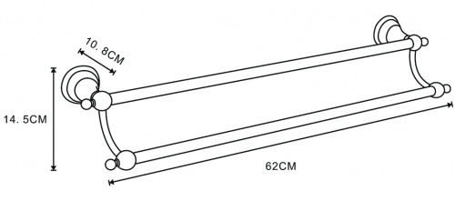картинка Полотенцедержатель Azario ELVIA трубчатый двойной, бронза (AZ-91102Q) от магазина Сантехстрой