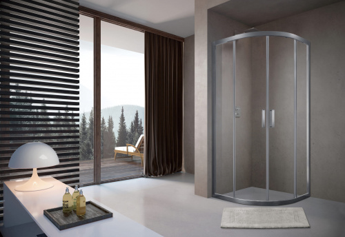 картинка Душевой уголок слайдер Terminus Соренто 06 1000х1000х2000 четверть круга хром от магазина Сантехстрой