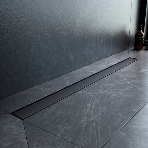 картинка W01SC-U11-090-04BM MasterFlow Трап для душа линейный универс затвор Tile 90см цвет черн мат от магазина Сантехстрой