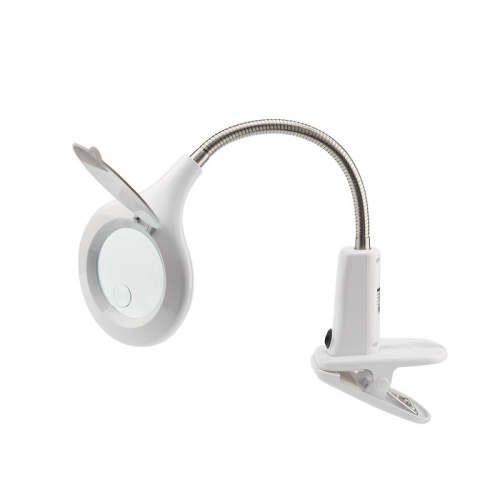 картинка Лупа настольная 3D+12D с подсветкой 60LED,  прищепка,  ø100мм,  белая (8096) REXANT от магазина Сантехстрой