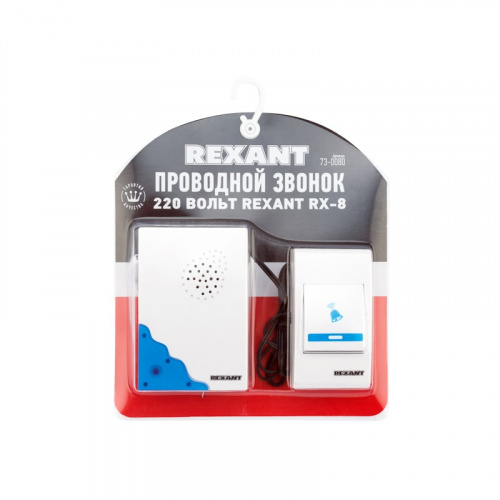 картинка Звонок электрический с проводом и кнопкой 36 мелодий REXANT RX-8 от магазина Сантехстрой