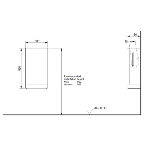 картинка TOTO PUBLIC Сушилка для рук, 300x186x550мм, цвет: белый от магазина Сантехстрой