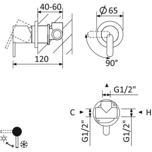 фото смеситель bravat rhein для раковины, хром (f1429564cp-9-eng)