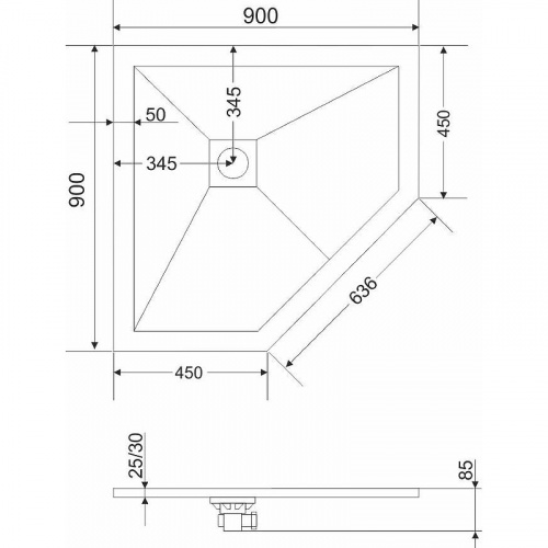 картинка Душевой поддон из искусственного камня RGW STT-0099G 90х90 16155099-02 Графит от магазина Сантехстрой