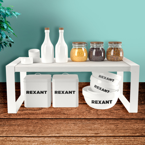 картинка Полка-органайзер для кухни,  дуб Харбор,  белая REXANT от магазина Сантехстрой