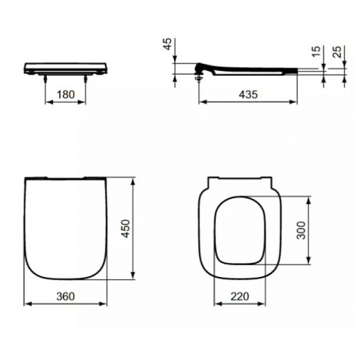 картинка T500301 Ideal Standard i.life B УльтраТонкое сиденье и крышка с функцией плавного закрытия, дюропласт от магазина Сантехстрой