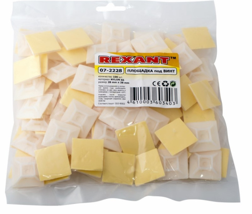 картинка Площадка под винт самоклеящаяся REXANT 28х28 мм,  белая,  упаковка 100 шт. от магазина Сантехстрой