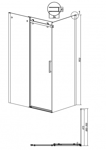 картинка Боковая стенка Grossman Classic 200.K33.04.90.32.00 (90х195) золото сатин,стекло прозрачное, 1 место от магазина Сантехстрой