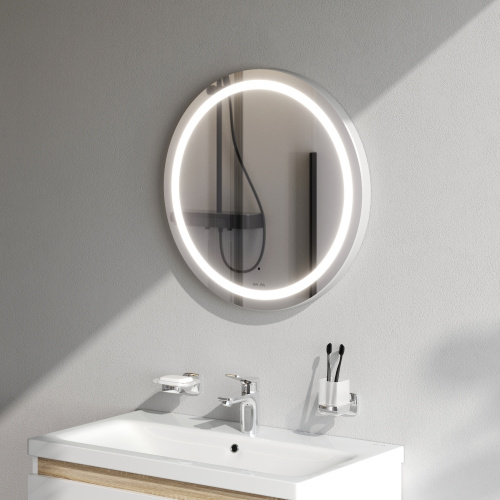 картинка M85AMOX0601WG Универсальное зеркало с контурной LED-подсветкой, ИК- сенсором, круглое, 60 см от магазина Сантехстрой