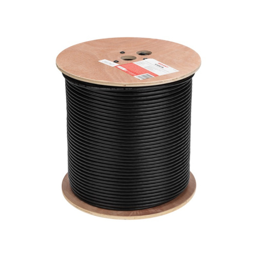 картинка Кабель витая пара F/UTP,  CAT 6, PE,  4PR,  23AWG, OUTDOOR, SOLID,  черный,  305м REXANT от магазина Сантехстрой
