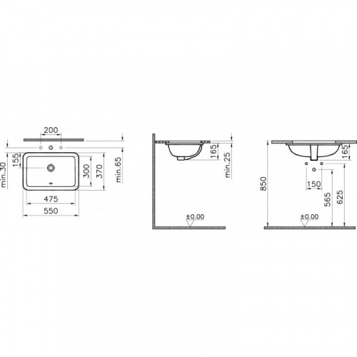 картинка 7475B003-0618 S20 раковина встраиваемая снизу 48 см, цвет белый от магазина Сантехстрой
