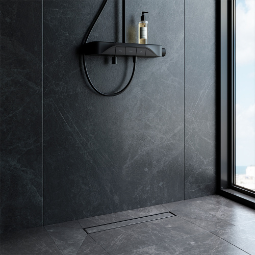 картинка W01SC-U11-050-04BM MasterFlow Трап для душа линейный универс затвор Tile 50см цвет черн мат от магазина Сантехстрой
