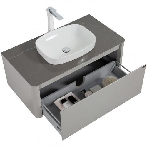 картинка Комплект мебели для ванной Black&White Universe U915.1000 100 9151000 подвесной Glossy light grey от магазина Сантехстрой