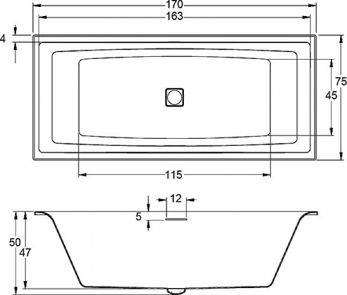 картинка Акриловая ванна Riho Still Square 170x75 B100001005 (BR0200500000000) без гидромассажа от магазина Сантехстрой