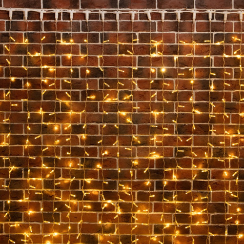картинка Гирлянда светодиодная Занавес (Дождь),  2х6м,  768 LED ТЕПЛЫЙ БЕЛЫЙ,  прозрачный ПВХ,  IP65, эффект мерцания 230В,  соединяется (шнур питания в комплекте) от магазина Сантехстрой