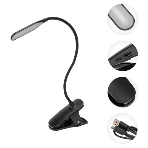 картинка Светильник настольный Click 4Вт, LED,  4000К,  диммируемый 3 ступени,  заряжаемый,  на прищепке,  черный REXANT от магазина Сантехстрой