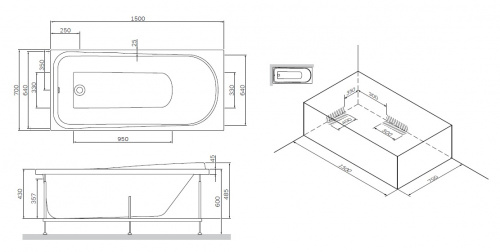 картинка W80A-150-070W-R Like, каркас для ванны A0 150х70 см, шт от магазина Сантехстрой