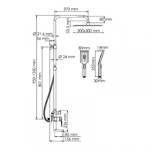 картинка Душевая система WasserKRAFT A155.260.201.BG Золото матовое от магазина Сантехстрой