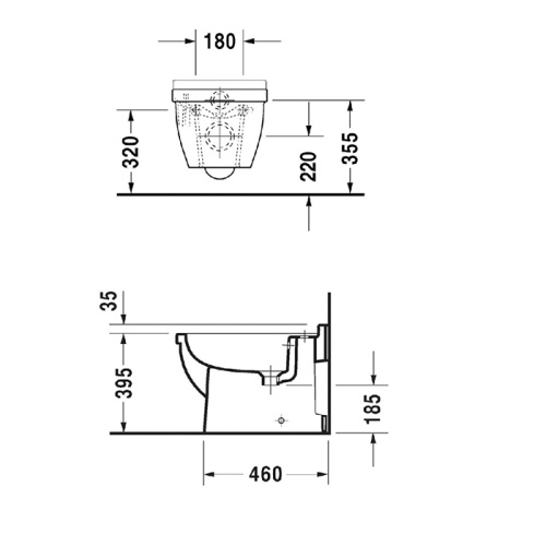 картинка Duravit Starck 3 Биде напольное приставное 560х360 мм , с  1 отв. под смеситель, Цвет: белый от магазина Сантехстрой
