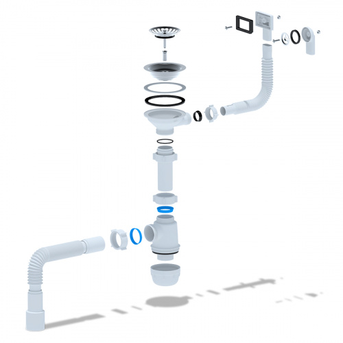 картинка Сифон Ани Пласт Грот 3 1/2"*40 с гибким и жестким переливом и гибкой трубой 40х40/50 мм (A0145DIY) от магазина Сантехстрой