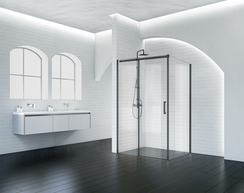 картинка Душевой уголок BelBagno Acqua 130х90 ACQUA-AH-1-130/90-C-NERO профиль Черный стекло прозрачное от магазина Сантехстрой