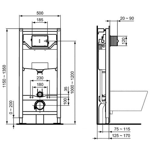 картинка Инсталляция для подвесного унитаза Ideal Standard Prosys (R0204промо) от магазина Сантехстрой