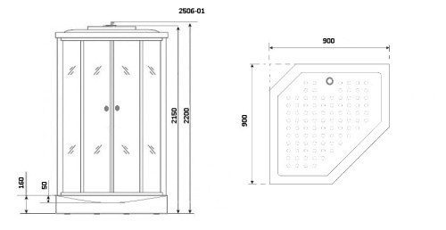 картинка Душевая кабина Niagara Ultra NG-2506-01 (90х90х220) низкий поддон(16см),стекло тонированное,4 места от магазина Сантехстрой