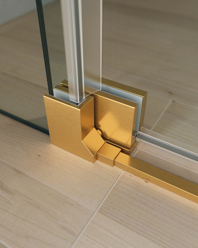 картинка Душевая дверь Cezares Slider 100 SLIDER-B-1-90/100-C-BORO профиль Брашированное золото стекло прозрачное от магазина Сантехстрой