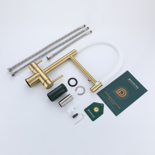 картинка Смеситель для кухни с подключением фильтра Splenka S70.63.03, золотой сатин от магазина Сантехстрой