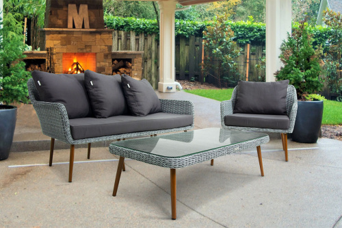 картинка ООО "Дарсена" Комплект плетеной мебели MOKKA RIMINI (стол кофейный, 2 кресла, софа 3 х-местная) от магазина Сантехстрой