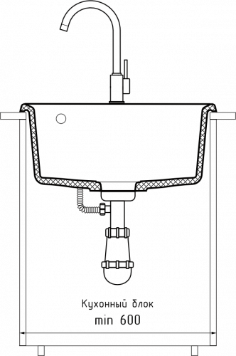 картинка Мойка кухонная GranFest LEVEL 510  1-чаш 510*500 графит от магазина Сантехстрой