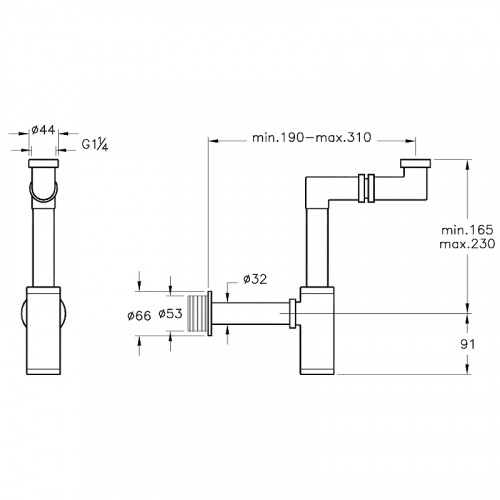 картинка Сифон для раковины Vitra Syphon A45133 Хром от магазина Сантехстрой