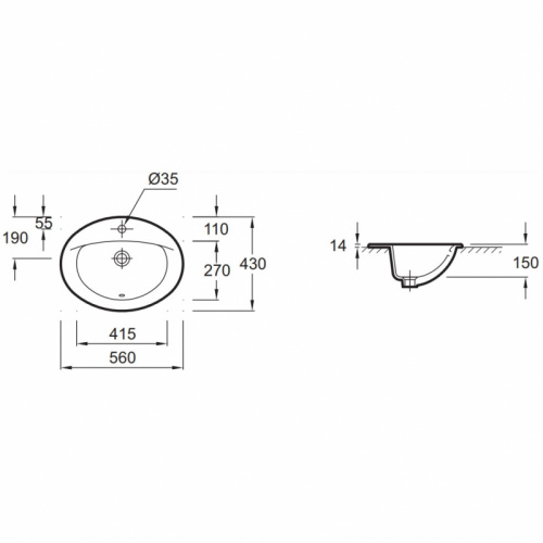 картинка Раковина Jacob Delafon Patio 56 E4155-00 Белая от магазина Сантехстрой