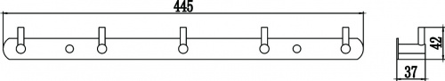 картинка Планка с крючками (5 крючков) Savol (S-007215B) от магазина Сантехстрой