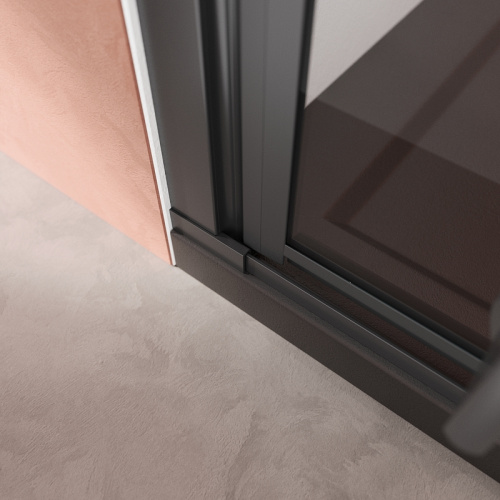 картинка Душевая дверь Cezares Liner 90 L LINER-B-12-90-C-NERO-L профиль Черный матовый стекло прозрачное от магазина Сантехстрой