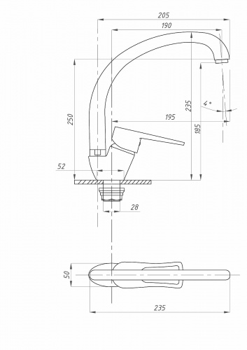 картинка Смеситель для кухни FAUZT FZs-863-129 тип См-МОЦБА от магазина Сантехстрой