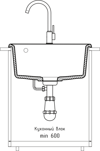 картинка Мойка кухонная GranFest LEVEL 510  1-чаш 510*500 песочный от магазина Сантехстрой