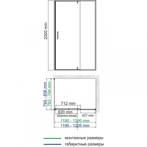 картинка Душевая стенка WasserKRAFT Elbe 74P06-RP80 / Dill 61S06-RP80 80 74P06-RP80 / Dill 61S06-RP80 профиль Черный матовый стекло прозрачное от магазина Сантехстрой