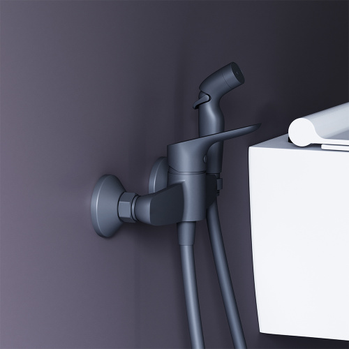 фото 778000300 jupiter смеситель с гигиеническим душем, чёрный