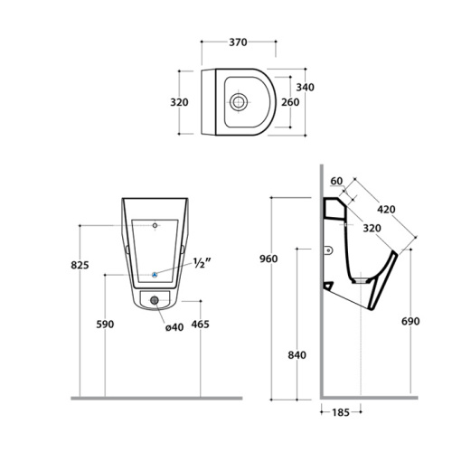 картинка GLOBO Forty3 Писсуар настенный 37*32см без отверстий для крышки, с крепежом, цвет: белый (НЕ производится!) от магазина Сантехстрой