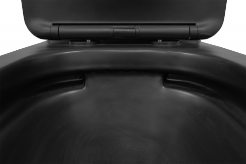 картинка Унитаз-компакт Azario Black Queen 370х605х800 безободковый, с быстросъемным сиденьем микролифт, черный матовый (AZ-8380) от магазина Сантехстрой