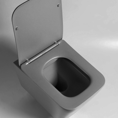 картинка Унитаз подвесной Q-Line VT1-12MA безободковый, ультратонкое soft close сиденье, антрацит матовый от магазина Сантехстрой