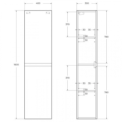 картинка Шкаф пенал Cezares Molveno 40 MOLVENO-1600-2A-SC-ANTR подвесной Antracite от магазина Сантехстрой