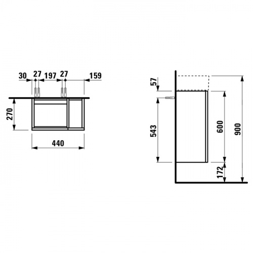 картинка Laufen Kartell Раковина 460х280х120мм без перелива, с 1 отв. под смес, полочка слева, цвет: белый (последние 2шт продаем с 4.0751.7.033.640.1) от магазина Сантехстрой
