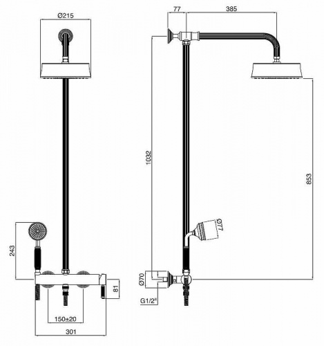 картинка Душевая система Cezares Olimp OLIMP-CD-02-L Бронза от магазина Сантехстрой
