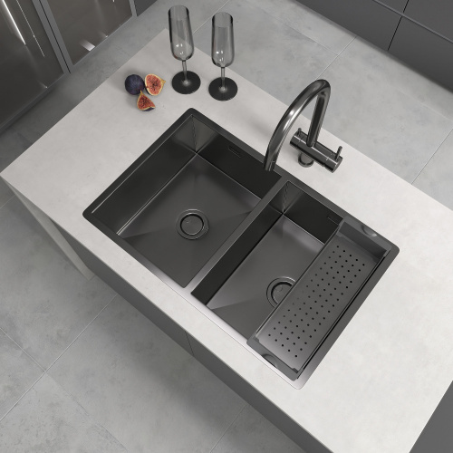 картинка Кухонная мойка Reflexion Garda RX2170BL оружейная сталь от магазина Сантехстрой