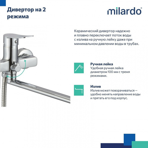 картинка Смеситель для ванны и душа Milardo Demi (DEMSB00M10) от магазина Сантехстрой