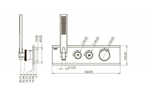 картинка Внешняя панель управления на 2 режима, черная от магазина Сантехстрой